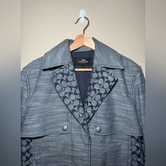 Coach signature Chambray trench coat women’s size Medium - Picture 6 of 16